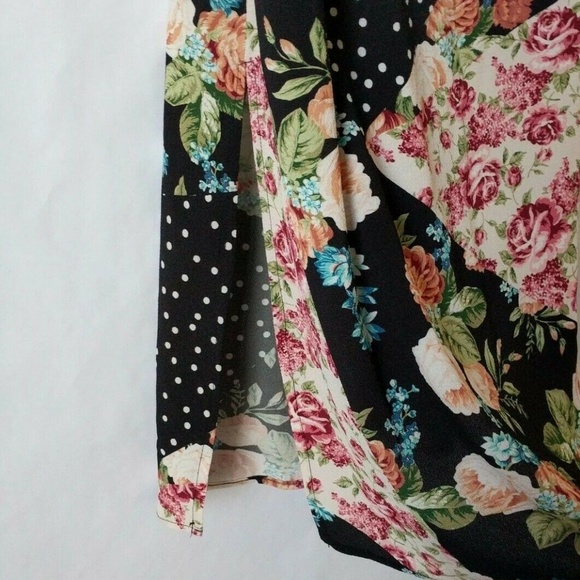 Topshop Patchwork Cold Shoulder Floral Dress Sz 4 - Picture 3 of 8